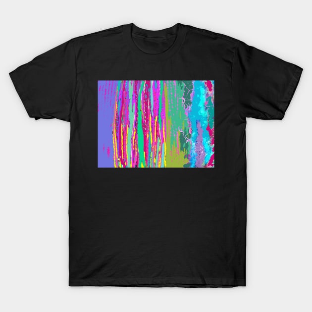 Painted Yarn in stripes, pink purple blue green T-Shirt by djrunnels